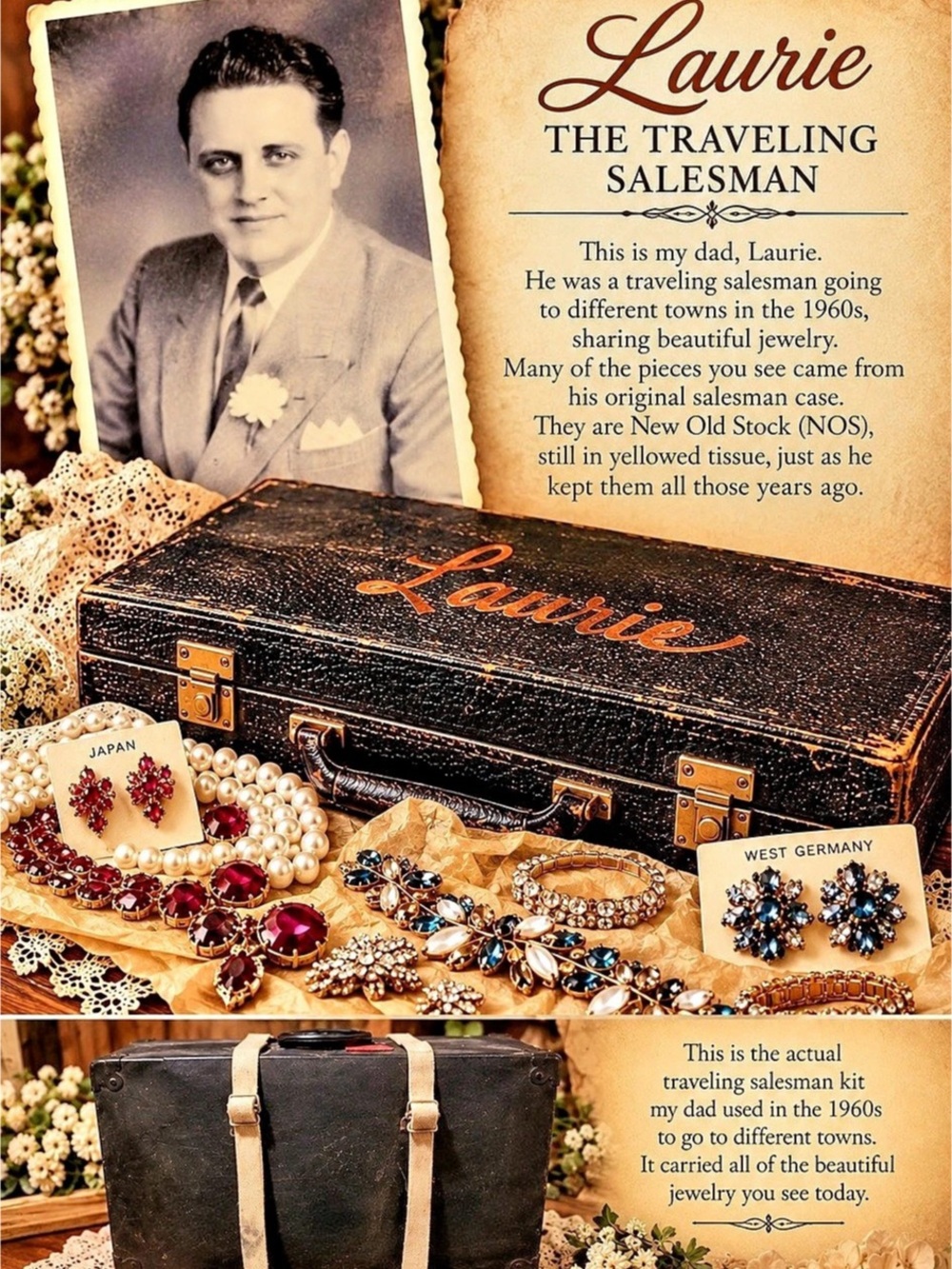 Laurie the Traveling Salesman Vintage Black Travel Jewelry Case | AD